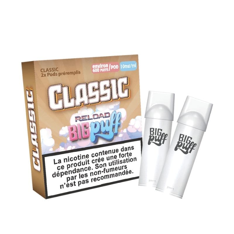 BIG PUFF Reload - Pack de 2 Cartouches 2 ml 600 Puffs-10 mg-Classic-VAPEVO