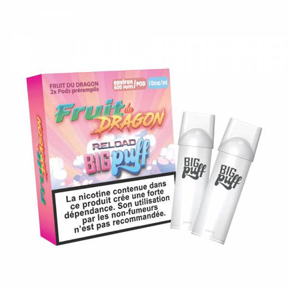 BIG PUFF Reload - Pack de 2 Cartouches 2 ml 600 Puffs-10 mg-Dragon Fruit-VAPEVO