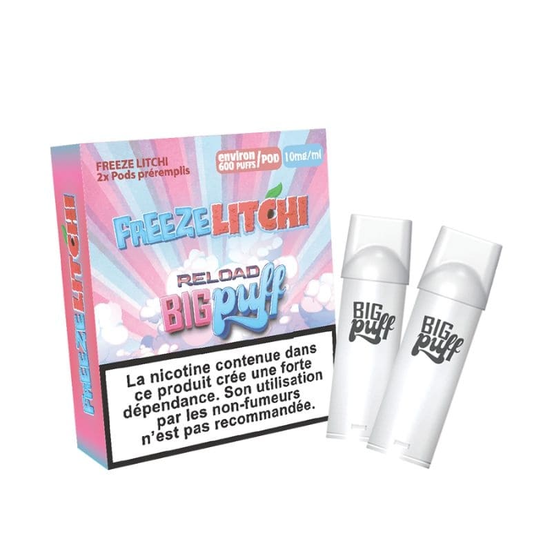 BIG PUFF Reload - Pack de 2 Cartouches 2 ml 600 Puffs-10 mg-Freeze Litchi-VAPEVO