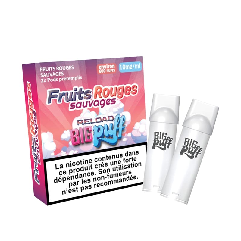 BIG PUFF Reload - Pack de 2 Cartouches 2 ml 600 Puffs-10 mg-Fruits Rouges Sauvages-VAPEVO