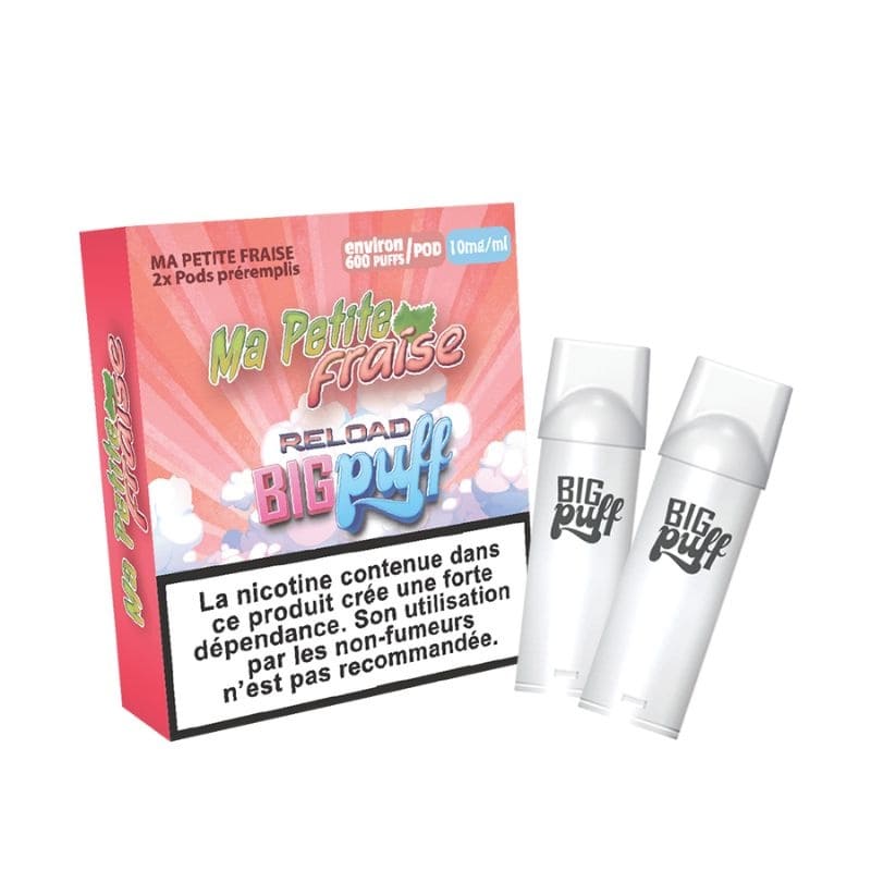 BIG PUFF Reload - Pack de 2 Cartouches 2 ml 600 Puffs-10 mg-Ma Petite Fraise-VAPEVO