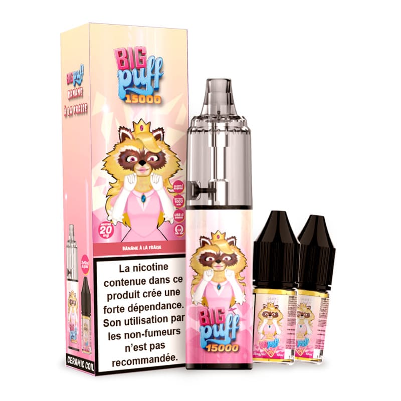 BIG PUFF Tornado 15000 - Pack Pod Jetable 15000 Puffs-20 mg-Banane à la Fraise-VAPEVO