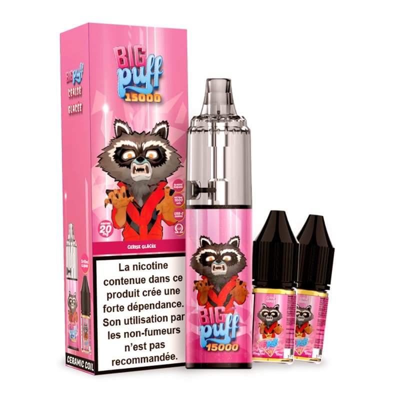 BIG PUFF Tornado 15000 - Pack Pod Jetable 15000 Puffs-20 mg-Cerise Glacée-VAPEVO