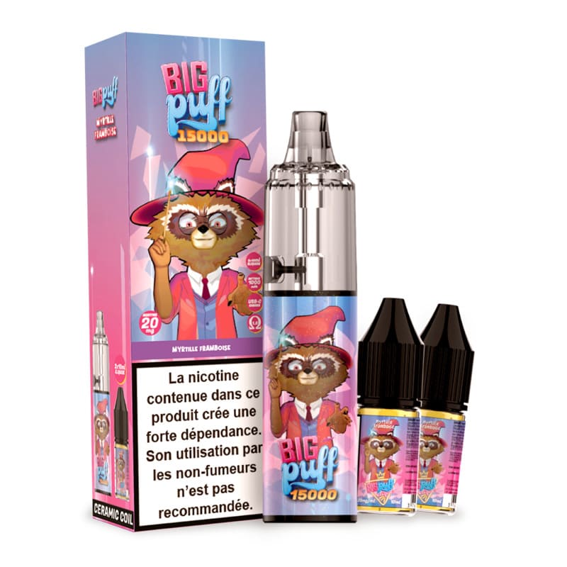 BIG PUFF Tornado 15000 - Pack Pod Jetable 15000 Puffs-20 mg-Myrtille Framboise-VAPEVO