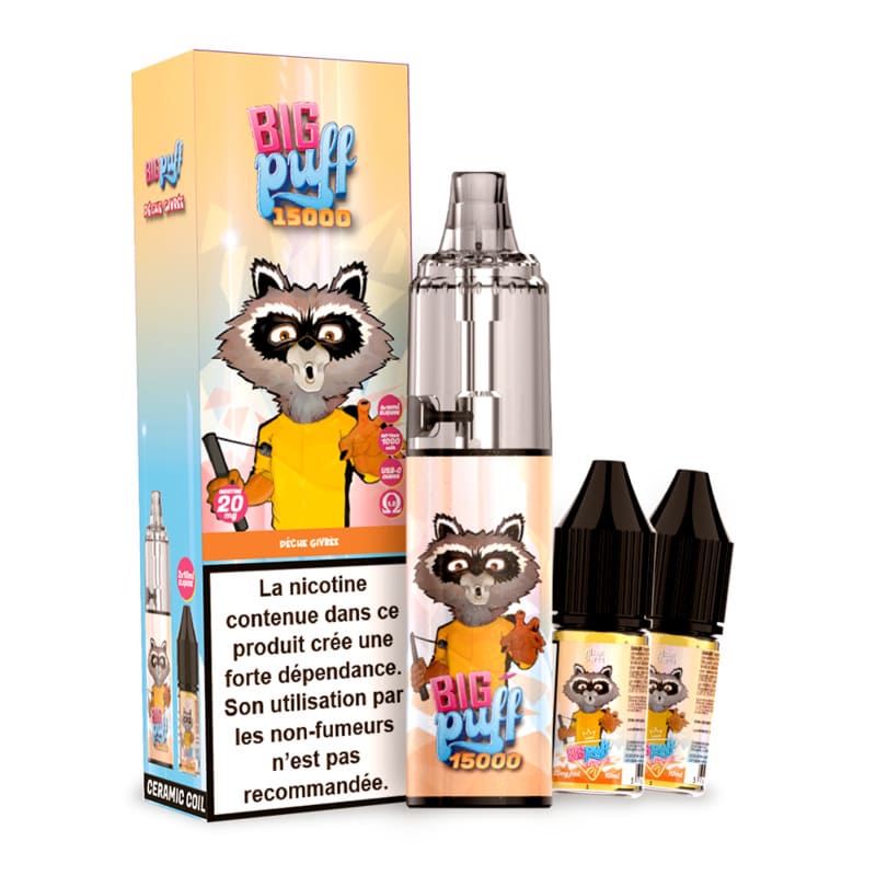 BIG PUFF Tornado 15000 - Pack Pod Jetable 15000 Puffs-20 mg-Pêche Givrée-VAPEVO