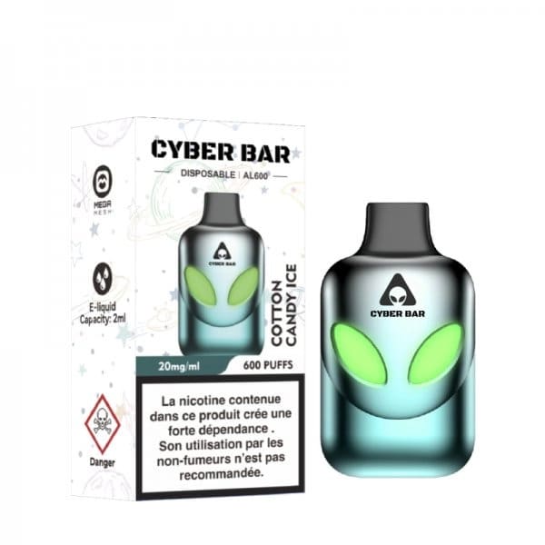 CYBER BAR AL600 - Pod Jetable 600 Puffs-Cotton Candy Ice-10 mg-VAPEVO