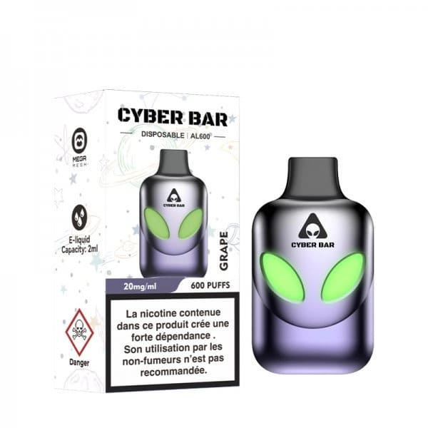 CYBER BAR AL600 - Pod Jetable 600 Puffs-Grape-10 mg-VAPEVO