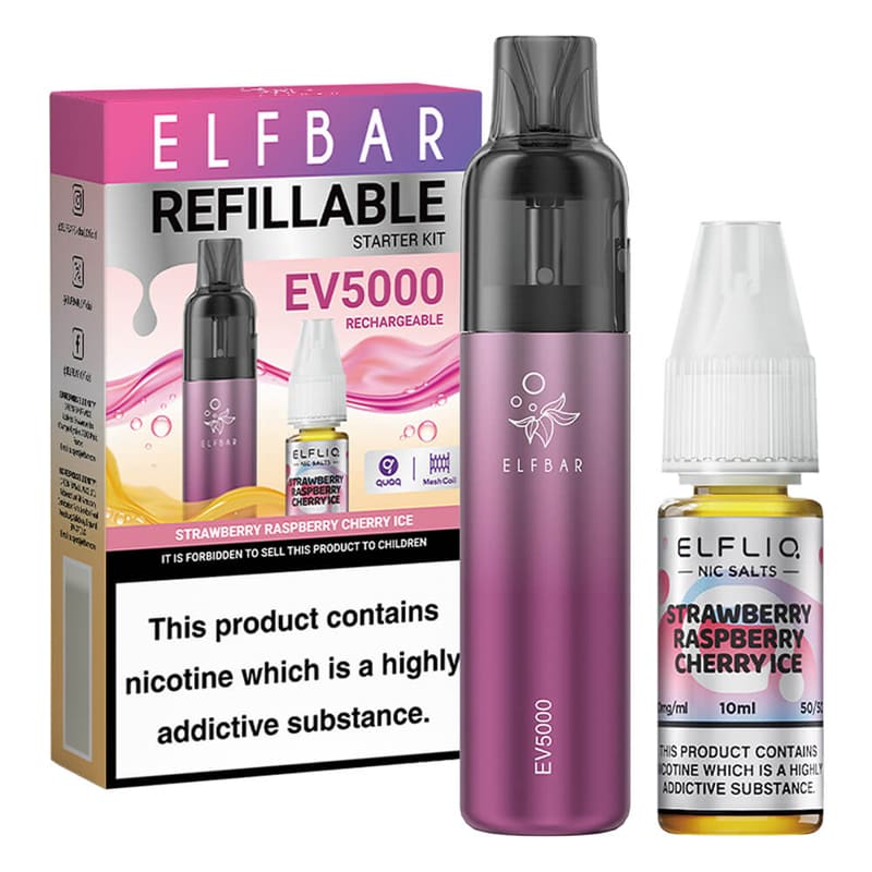 ELF BAR EV5000 - Pack Pod Jetable 5000 Puffs 2ml 20mg-20 mg-Strawberry Raspberry Cherry Ice-VAPEVO