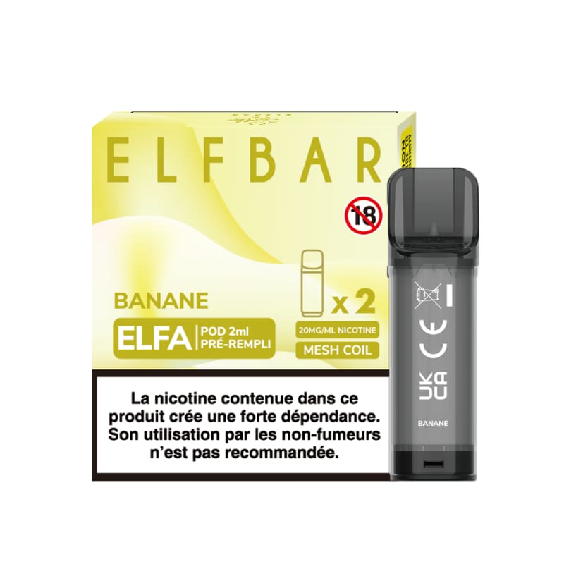 ELFBAR ELFA - Pack de 2 Cartouches 2ml 20mg-20 mg-Banane-VAPEVO