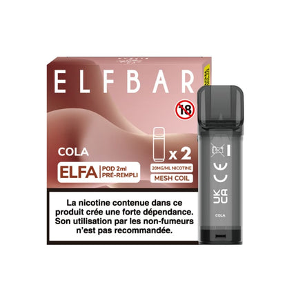 ELFBAR ELFA - Pack de 2 Cartouches 2ml 20mg-20 mg-Cola-VAPEVO