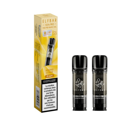 ELFBAR ELFA Pro - Pack de 2 Cartouches 2ml 600 Puffs-0 mg-Ananas Citron-VAPEVO