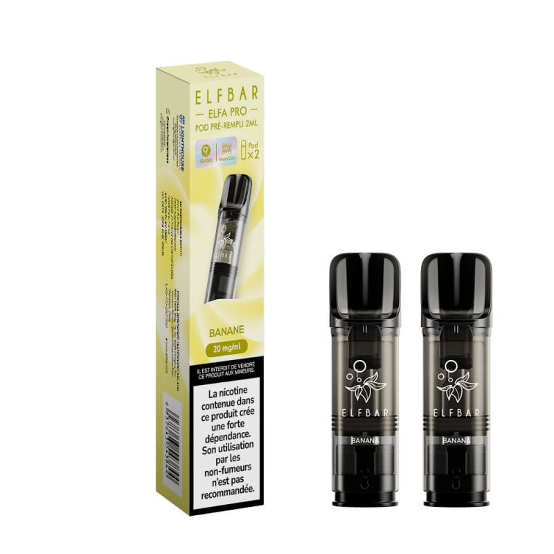 ELFBAR ELFA Pro - Pack de 2 Cartouches 2ml 600 Puffs-0 mg-Banane-VAPEVO