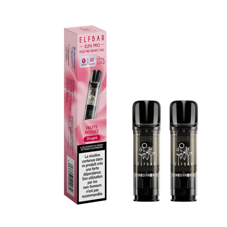 ELFBAR ELFA Pro - Pack de 2 Cartouches 2ml 600 Puffs-0 mg-Fraise Glacée-VAPEVO