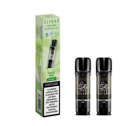 ELFBAR ELFA Pro - Pack de 2 Cartouches 2ml 600 Puffs-0 mg-Fraise Kiwi-VAPEVO