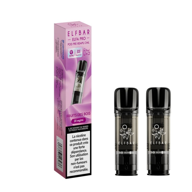 ELFBAR ELFA Pro - Pack de 2 Cartouches 2ml 600 Puffs-0 mg-Fruits des bois-VAPEVO