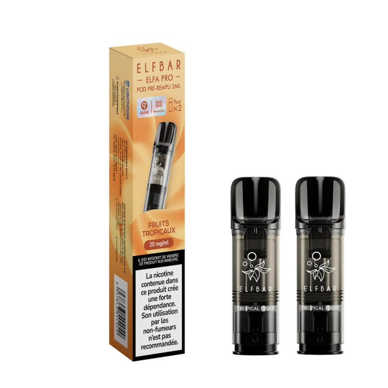 ELFBAR ELFA Pro - Pack de 2 Cartouches 2ml 600 Puffs-0 mg-Fruits Tropicaux-VAPEVO