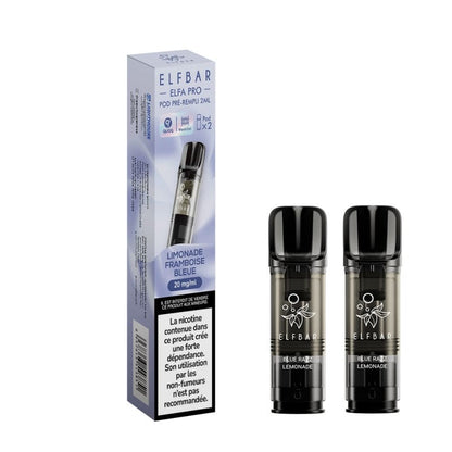 ELFBAR ELFA Pro - Pack de 2 Cartouches 2ml 600 Puffs-0 mg-Limonade Framboise Bleue-VAPEVO