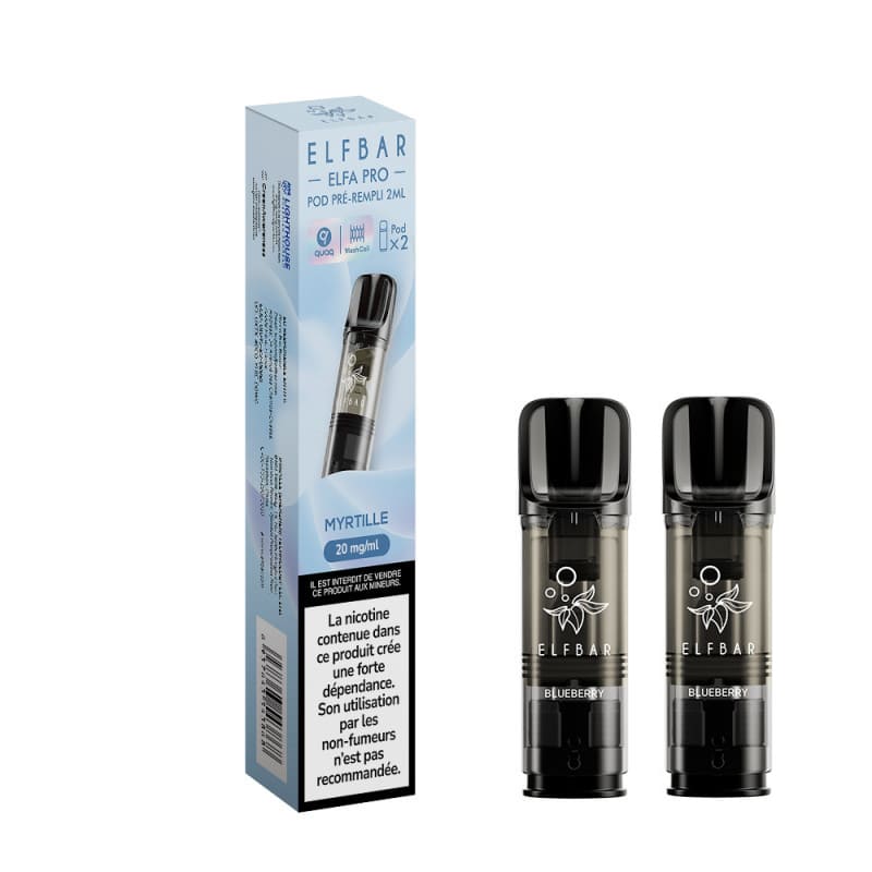 ELFBAR ELFA Pro - Pack de 2 Cartouches 2ml 600 Puffs-0 mg-Myrtille-VAPEVO