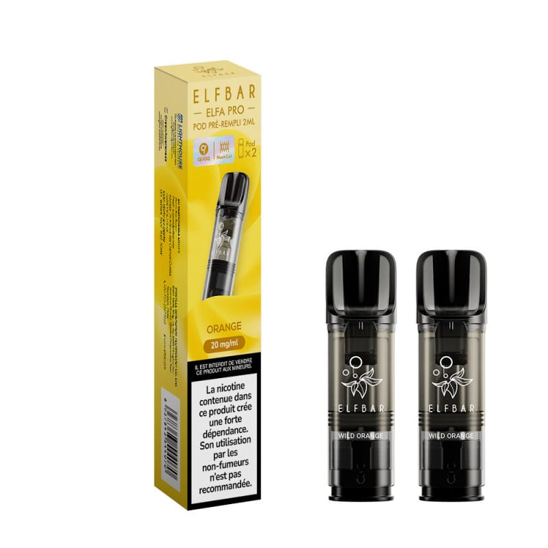 ELFBAR ELFA Pro - Pack de 2 Cartouches 2ml 600 Puffs-0 mg-Orange-VAPEVO