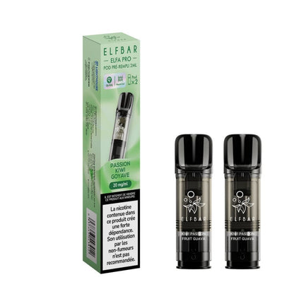 ELFBAR ELFA Pro - Pack de 2 Cartouches 2ml 600 Puffs-0 mg-Passion Kiwi Goyave-VAPEVO