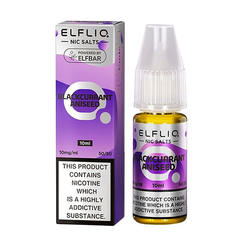 ELFBAR Elfliq Blackcurrant Aniseed - Sel de nicotine 10ml-10 mg-VAPEVO