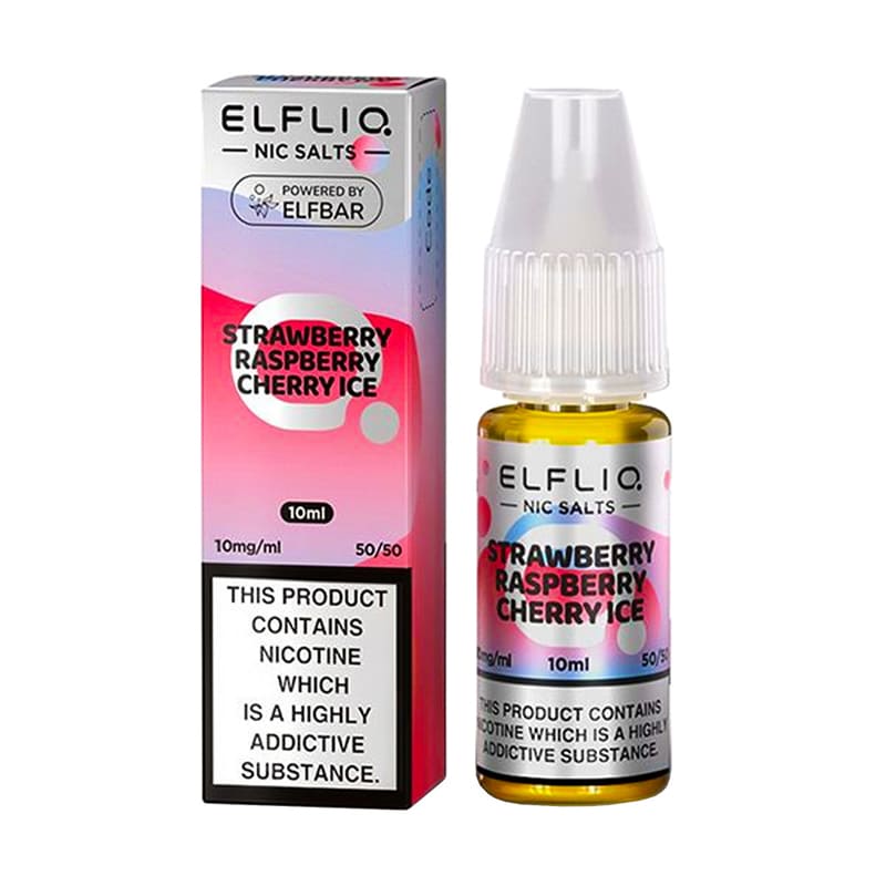 ELFBAR Elfliq Strawberry Raspberry Cherry Ice - Sel de nicotine 10ml-10 mg-VAPEVO