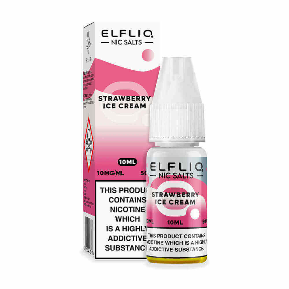 ELFBAR Elfliq Strawberry Snoow (Strawberry Ice Cream) - Sel de nicotine 10ml-10 mg-VAPEVO