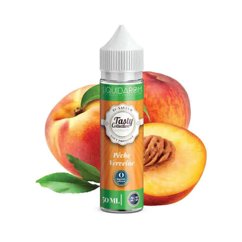 LIQUIDAROM TASTY COLLECTION E-liquide Pêche Verveine 50ml-0 mg-VAPEVO