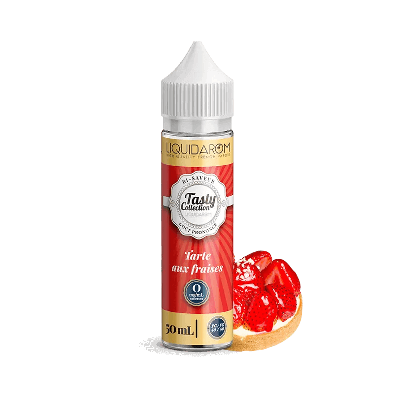 LIQUIDAROM TASTY COLLECTION E-liquide Tarte Fraise 50ml-0 mg-VAPEVO