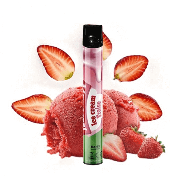 LIQUIDEO Pod Jetable Wpuff Ice Cream Fraise-0 mg-VAPEVO