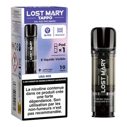 LOST MARY Tappo - Pack de 2 Cartouches 2ml 600 Puffs-10 mg-USA Mix-VAPEVO