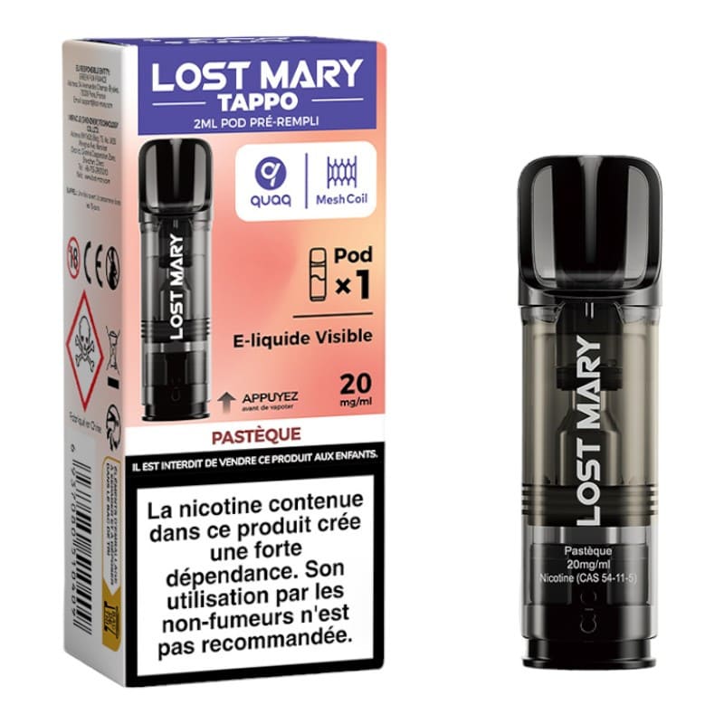 LOST MARY Tappo - Pack de 2 Cartouches 2ml 600 Puffs-20 mg-Pastèque-VAPEVO