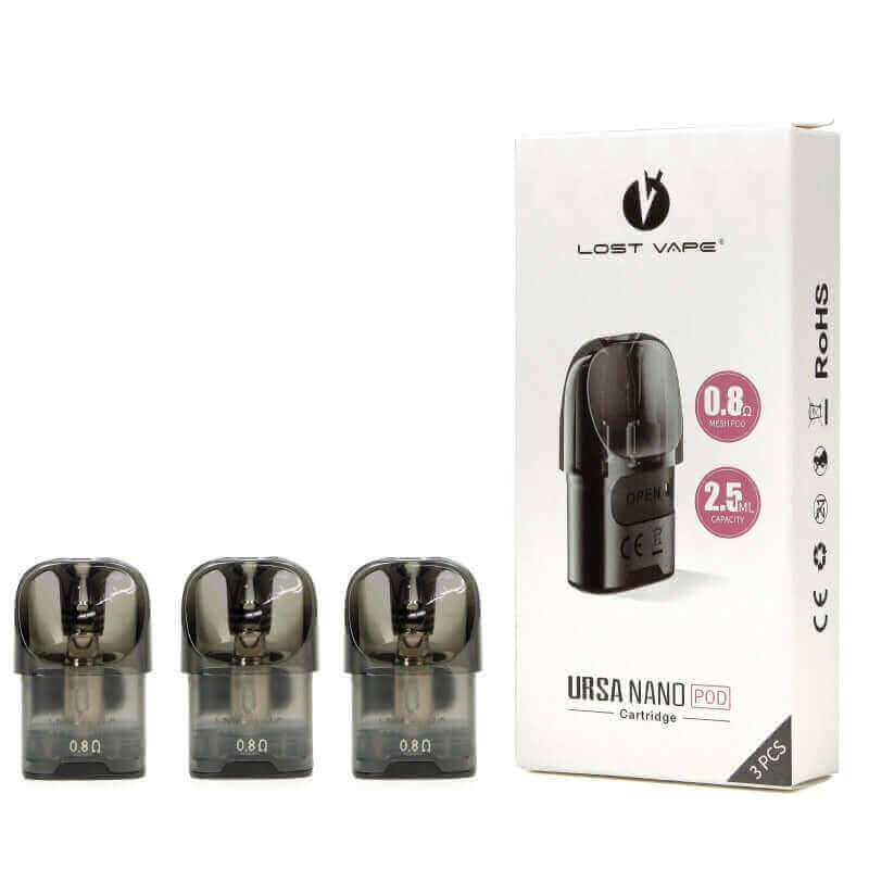 LOST VAPE URSA Nano - Pack de 3 Cartouches Pod 2.5ml-0.8 ohm-VAPEVO