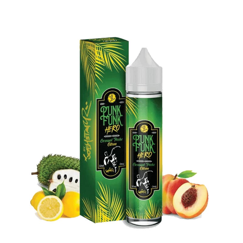 PUNK FUNK HERO Corossol Pêche Citron - E-liquide 50ml-0 mg-VAPEVO