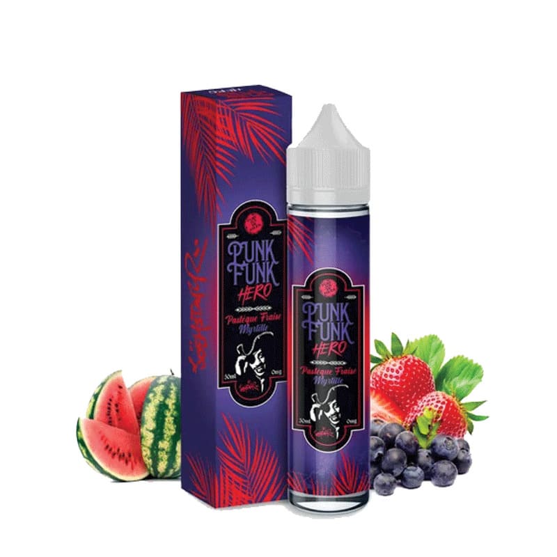 PUNK FUNK HERO Pastèque Fraise Myrtille - E-liquide 50ml-0 mg-VAPEVO