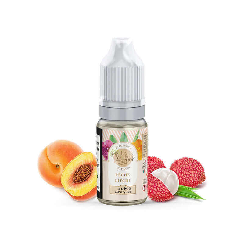 SAVOUREA Le Petit Verger Pêche Litchi - E-liquide 10ml-20 mg (Sel de nicotine)-VAPEVO