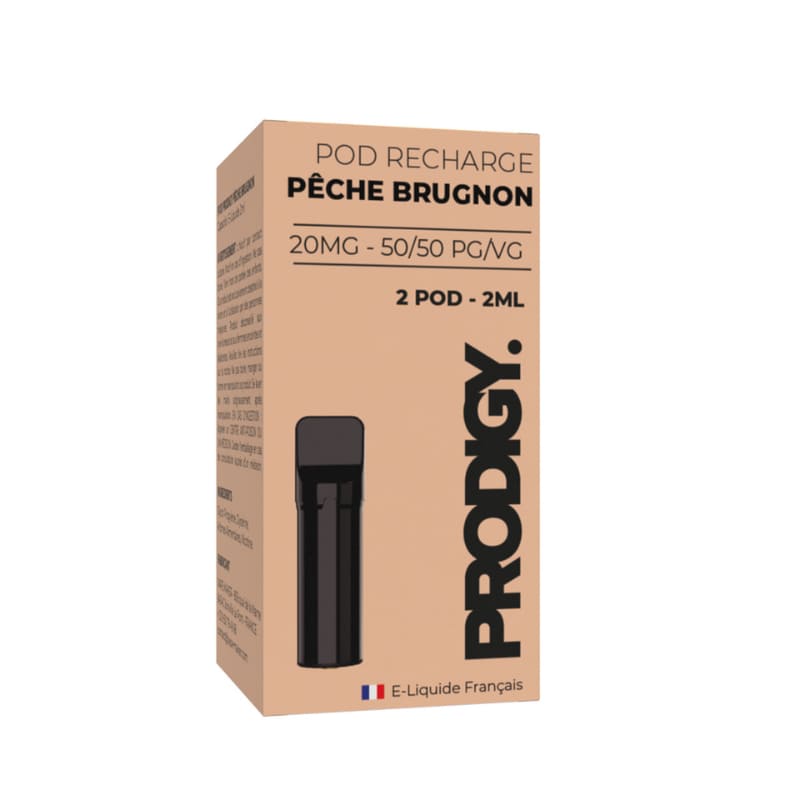 VAPE MAKER Prodigy - Pack de 2 Cartouches 2ml 20mg-0 mg-Pêche Brugnon-VAPEVO