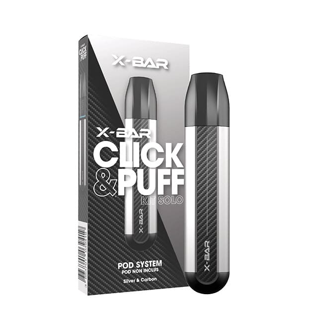 X-BAR Click & Puff Solo - Batterie Rechargeable 500mAh (Sans Cartouche)-Silver & Carbon-VAPEVO